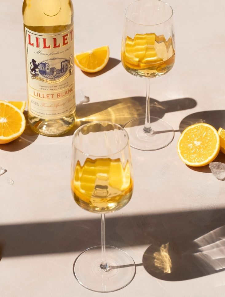 Lillet Blanc & Frozen Orange Slices